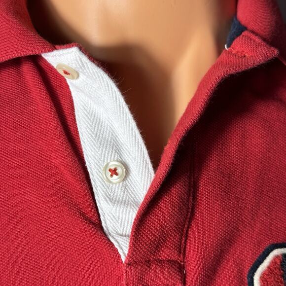 Polo Ralph Lauren Shirt Red New York Embroidered Logo Mens Medium Long Sleeve - Picture 3 of 10